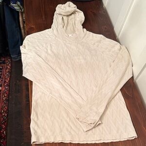 Athleta Off-White Hooded pullover Top with thumb holes Sml
